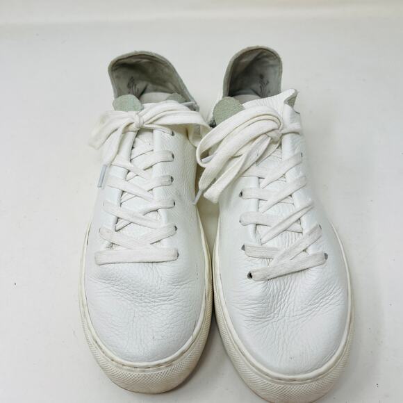 Sam Edelman Soft LEather Sneaker Lace Up Shoe White Raw Edge Casual - 8 - Picture 3 of 8